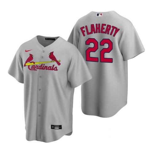 Mens St. Louis Cardinals Jack Flaherty Cool Base Replica Jersey Grey