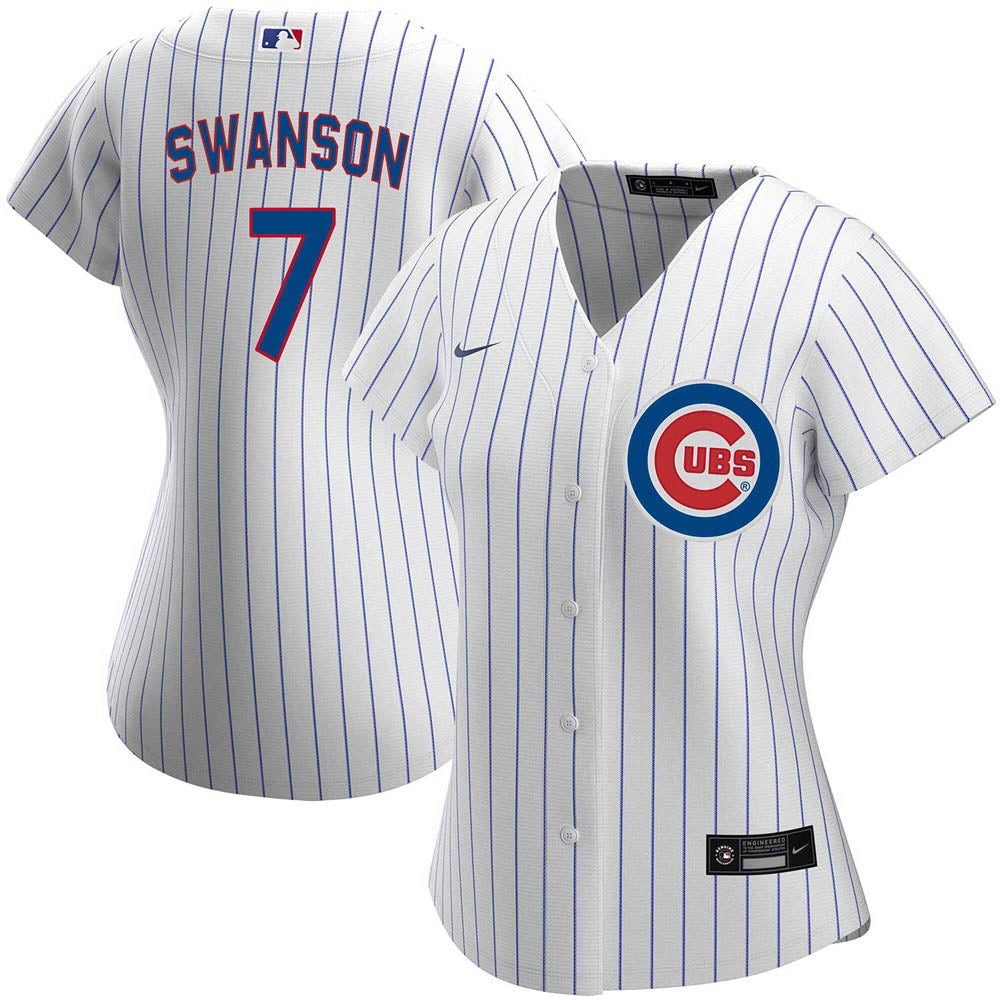 Women's Chicago Cubs Dansby Swanson Cool Base Replica Home Jersey - White